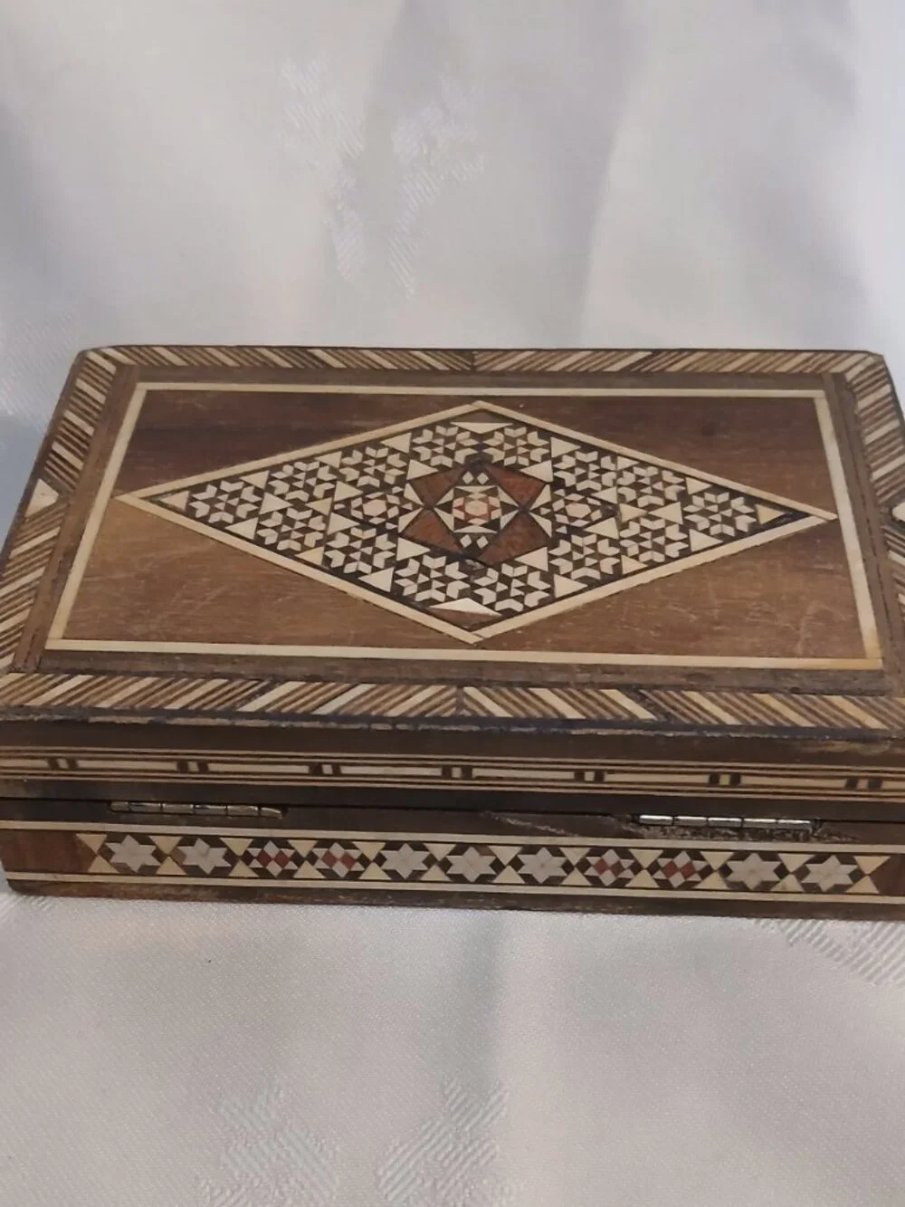 Vintage Micro Mosaic Persian Box w/Tie Clip, Cuff Links, Tie Pins